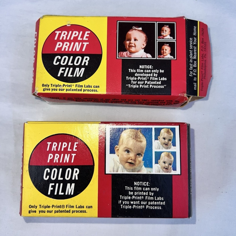 Lot of 2 Triple Print 126 Color Film 12 Exposures Expired 1973-74 Unused NOS